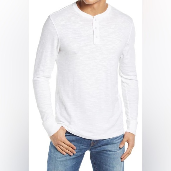 Faherty Other - Faherty Men’s Size Medium White Slub Cotton Long Sleeve Henley Shirt